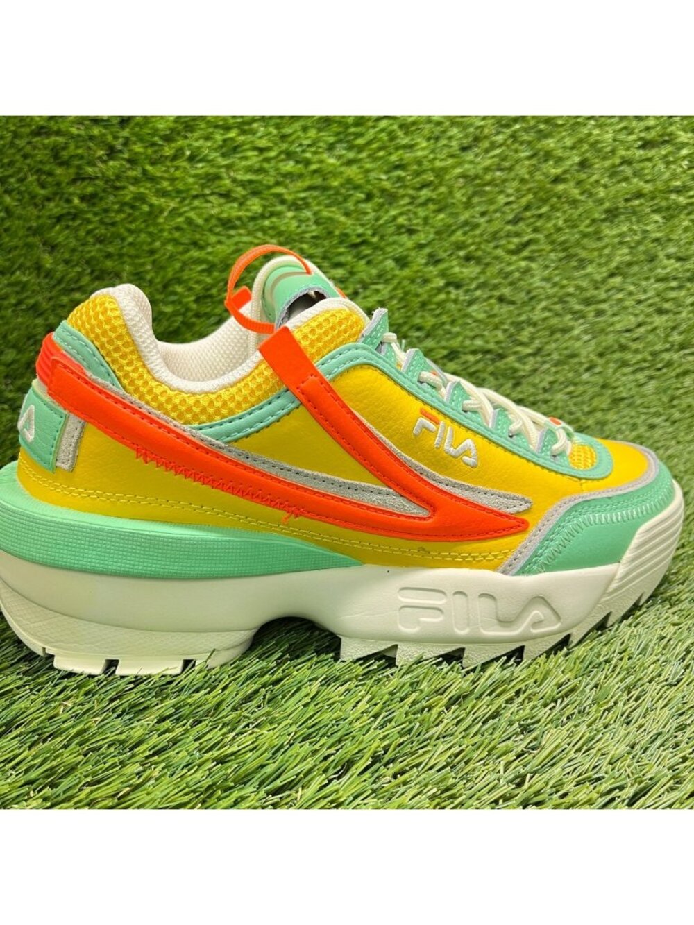 Fila Disruptor 2 EXP Womens Size 9 Green Yellow Athletic Running Shoes Sneakers